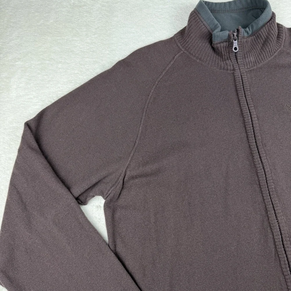 The North Face Men's‎ Sweater Brown Mock Neck Cotton Wool Blend Full Zip Large